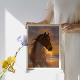 Cowgirl Beach Digital Wall Art – Wild Horse Sunset Art