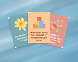 Printable ADHD affirmation cards featuring messages for neurodivergent minds on colorful backgrounds.