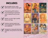 Empowering Teen Girl Affirmation Cards Set of 85 | 6 Topics for Confidence, Body Image, Mental Health & Resilience