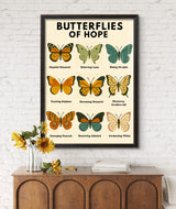 Butterfly Wall Art Digital Download, Mental Health Poster Printable, Butterflies of Hope