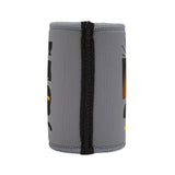 Stylish gray neoprene stubby cooler featuring fun design, perfect for keeping drinks cold for Father's Day.