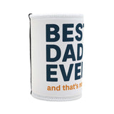 Best Dad Ever Stubby Cooler featuring bold graphics for stylish drink cooling, ideal Father's Day gift.