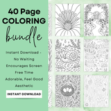 40 Botanical Coloring Pages - Printable Floral Art for Adults | Stress Relief Nature-Inspired Designs