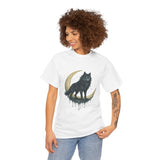 Lunar Wolf Graphic Tee, Unisex Cotton T-shirt, Moon Phase Shirt