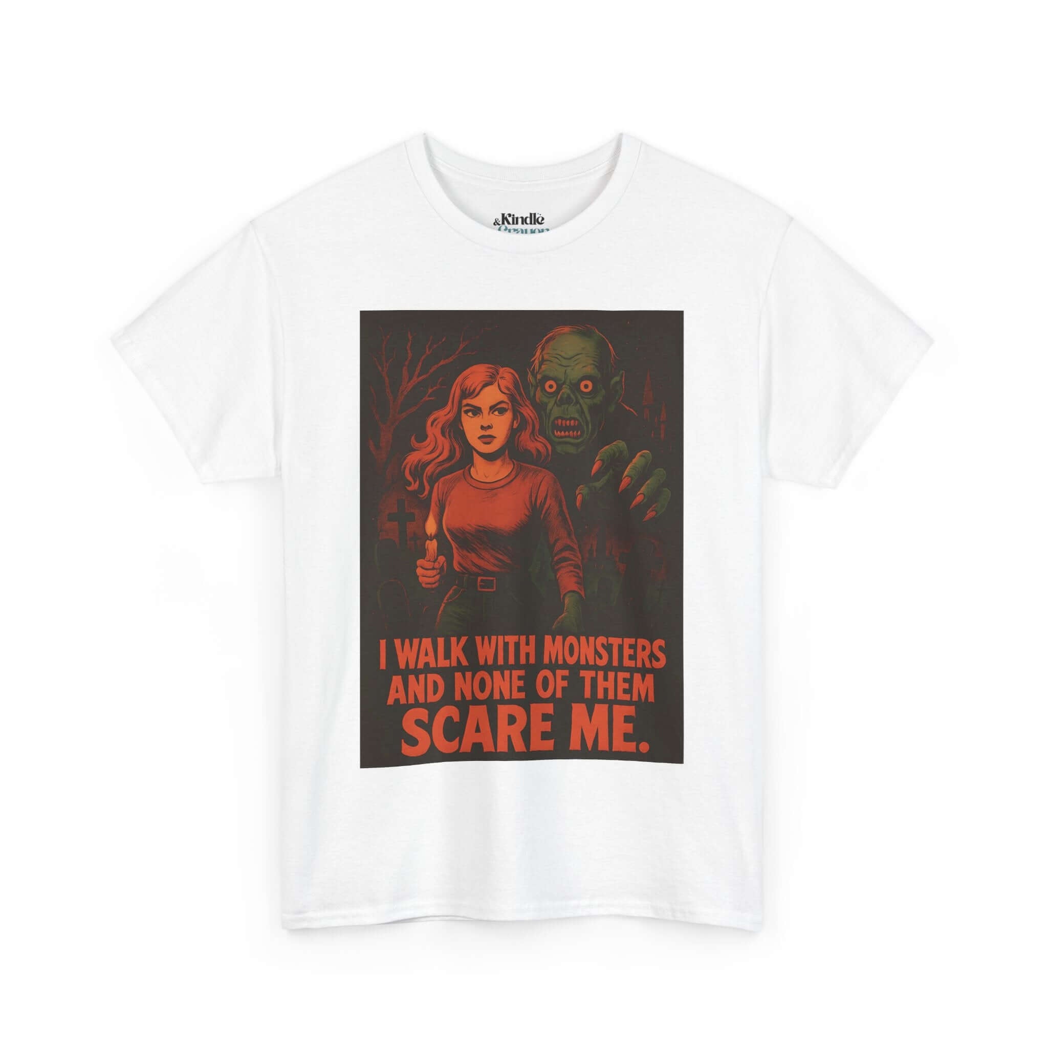 Horror Theme Unisex Tee - I Walk With Monsters, Scary Movie T-Shirt