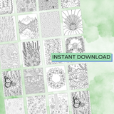 40 Botanical Coloring Pages - Printable Floral Art for Adults | Stress Relief Nature-Inspired Designs