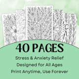 40 Botanical Coloring Pages - Printable Floral Art for Adults | Stress Relief Nature-Inspired Designs