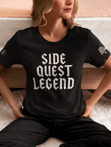 Unisex black t-shirt with 'Side Quest Legend' graphic, perfect for gamers and casual wear.