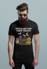 Witch Better Have Treats Halloween Dog Mom T-Shirt – Funny Dachshund & Pumpkin Pup Tee