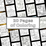 20 relaxing coloring pages featuring serene everyday life scenes for stress relief and mindfulness.