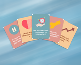 Colorful ADHD affirmation cards showcasing empowering messages for neurodivergent minds on a soft blue background.