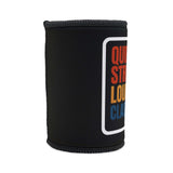 Classic dad stubby cooler in black with colorful empowering message, perfect for barbecues and Father's Day gifts.