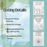 Mental Health Affirmation Coloring Pages – 40 Printable Self-Care Quotes for All Ages