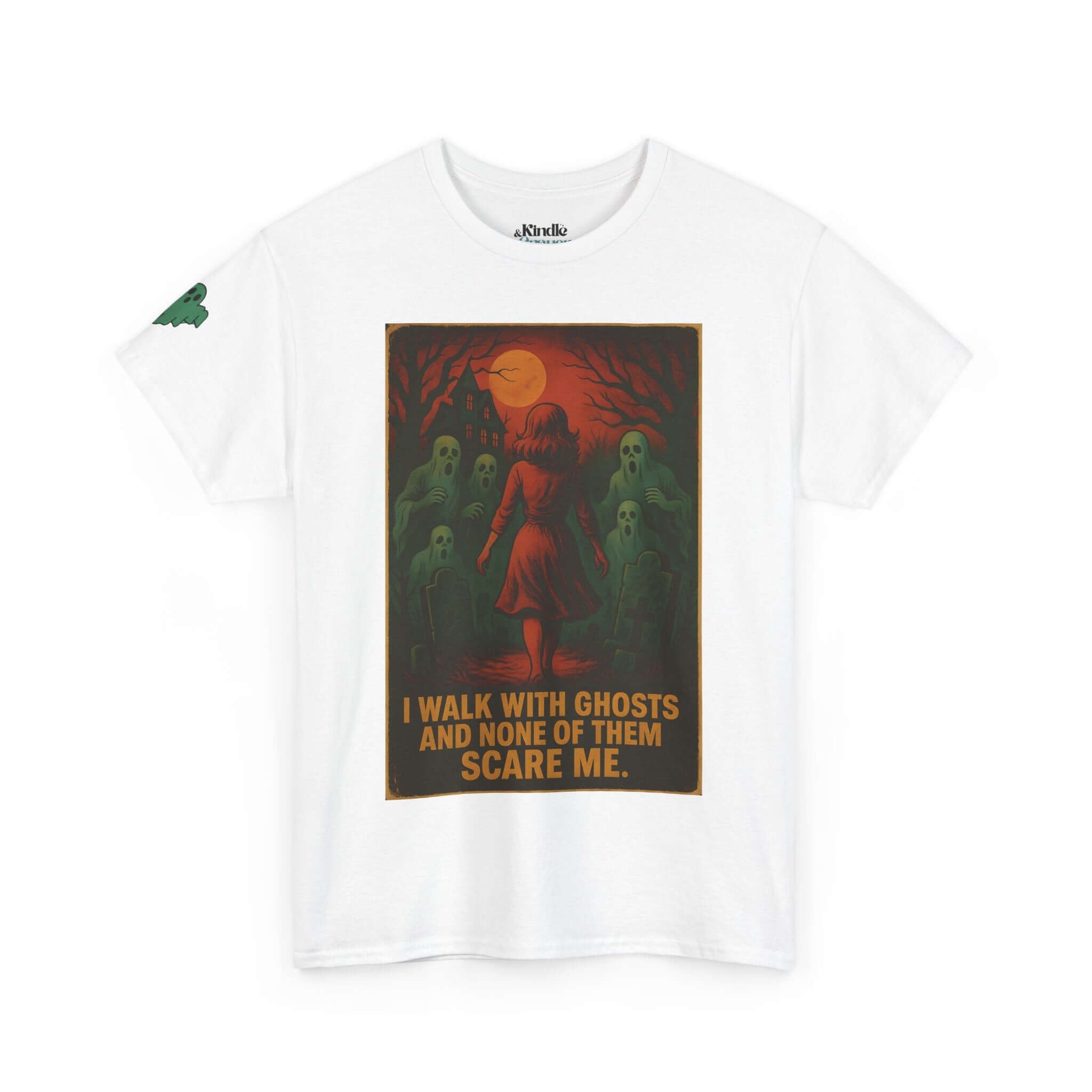 Unisex Heavy Cotton Tee, Ghostly Graphic Tee, Halloween Shirt