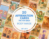 20 Positive Body Image Affirmations for Teen Girls | Printable Self-Esteem Cards | Body Confidence, Teen Mental Health | Set 4 of 6