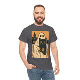 Halloween Cat Ghost Tee, Spooky Unisex Graphic T-Shirt, Feline Spooky Shirt, Cat Lover Gift