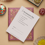 Permission slip for self-care with checkboxes on colorful book background, promoting gentle workday resets.