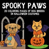 Halloween Dog Coloring Pages - 20 Printable Dog Breeds in Costumes + Bonus Design Page - Instant Download PDF