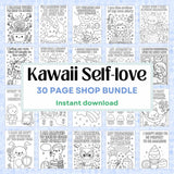 Kawaii Mental Health Coloring Pages – Cute Affirmation Printables for Kids, Teens & Adults