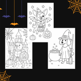 Halloween Dog Coloring Pages - 20 Printable Dog Breeds in Costumes + Bonus Design Page - Instant Download PDF