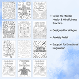 Printable stress relief coloring pages featuring positive affirmations and calming designs for mindfulness and anxiety relief.