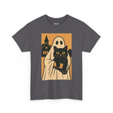 Halloween Cat Ghost Tee, Spooky Unisex Graphic T-Shirt, Feline Spooky Shirt, Cat Lover Gift