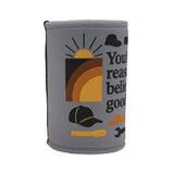 Inspirational stubby cooler for dads with colorful designs, perfect Father's Day gift for keeping drinks chilled.