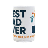 Best Dad Ever stubby cooler featuring playful designs, perfect for keeping drinks cold at parties or Father's Day.