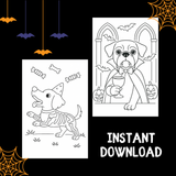 Halloween Dog Coloring Pages - 20 Printable Dog Breeds in Costumes + Bonus Design Page - Instant Download PDF