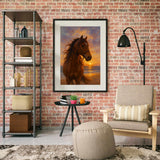 Cowgirl Beach Digital Wall Art – Wild Horse Sunset Art
