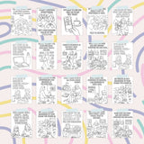 20 printable affirmation coloring pages for parents, featuring uplifting designs and self-care messages.