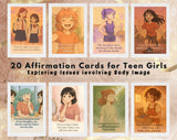 20 Positive Body Image Affirmations for Teen Girls | Printable Self-Esteem Cards | Body Confidence, Teen Mental Health | Set 4 of 6