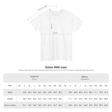 Gildan 5000 sizes chart for executive dysfunction t-shirt, showing measurements in inches and centimeters.