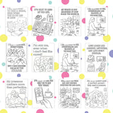 A collection of parenting affirmation coloring pages featuring uplifting quotes and designs for self-care and stress relief.