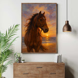 Cowgirl Beach Digital Wall Art – Wild Horse Sunset Art
