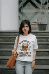 My Anxiety Has Taste T-Shirt - Funny Unisex Coffee Anxiety Tee, Immaculate Humor for Mental Health