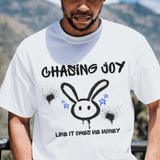 Unisex Graffiti Bunny Tee – “Chasing Joy” Street Style Shirt for Bold, Playful Vibes