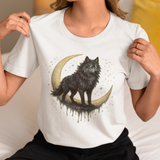 Lunar Wolf Graphic Tee, Unisex Cotton T-shirt, Moon Phase Shirt
