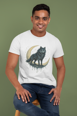 Lunar Wolf Graphic Tee, Unisex Cotton T-shirt, Moon Phase Shirt
