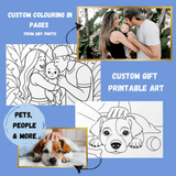Custom Coloring Pages from Photos – Personalized Pet & People Portraits