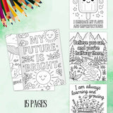 15 printable mental health coloring sheets featuring positive affirmations for self-care and confidence.