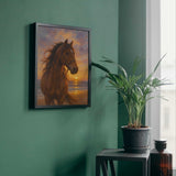 Cowgirl Beach Digital Wall Art – Wild Horse Sunset Art