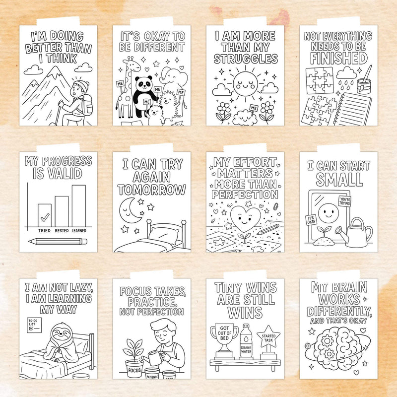 ADHD Affirmation Coloring Pages – 30 Printables for Focus & Emotional Wellness