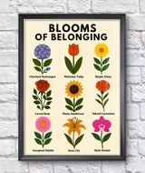 Flower Wall Art Digital Download, Mental Health Poster Printable, Blooms of Belonging Print,