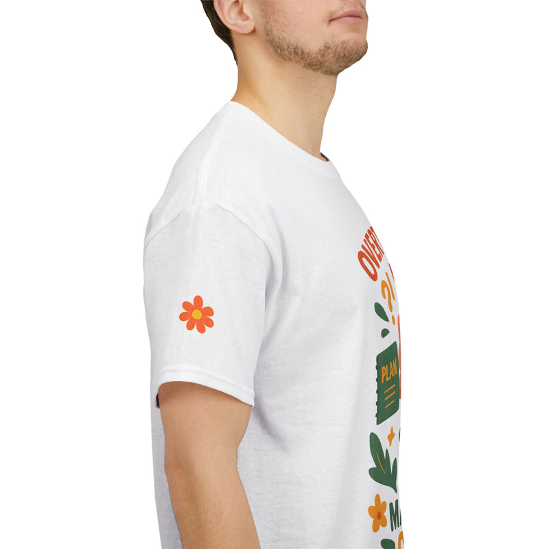 Overthinking But Make It Cute Tee – Funny Unisex Mental Health T-Shirt, Brain with Coffee & Planner