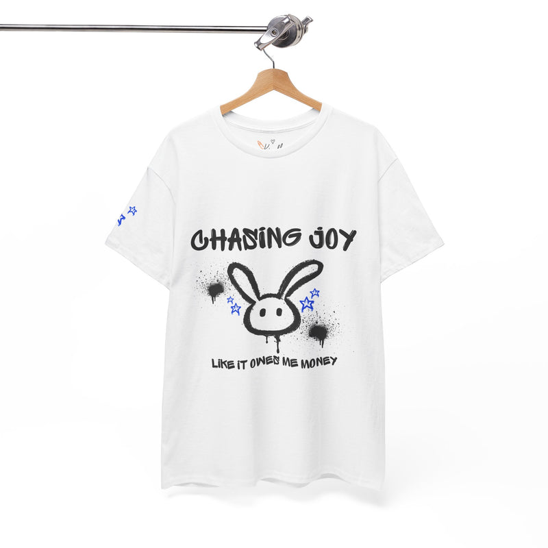Unisex Graffiti Bunny Tee – “Chasing Joy” Street Style Shirt for Bold, Playful Vibes