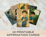 Anime Affirmation Cards for Teen Boys – Set 4 Puberty & Body Changes Printable