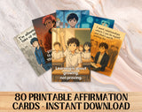 80 Anime Affirmation Cards for Teen Boys | Mental Health, Confidence, Body Image, Puberty, Bullying, Relationships & Academic Stress Set
