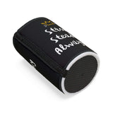 Stylish stubby cooler with fun design, perfect for keeping drinks cold at parties or outdoor events.