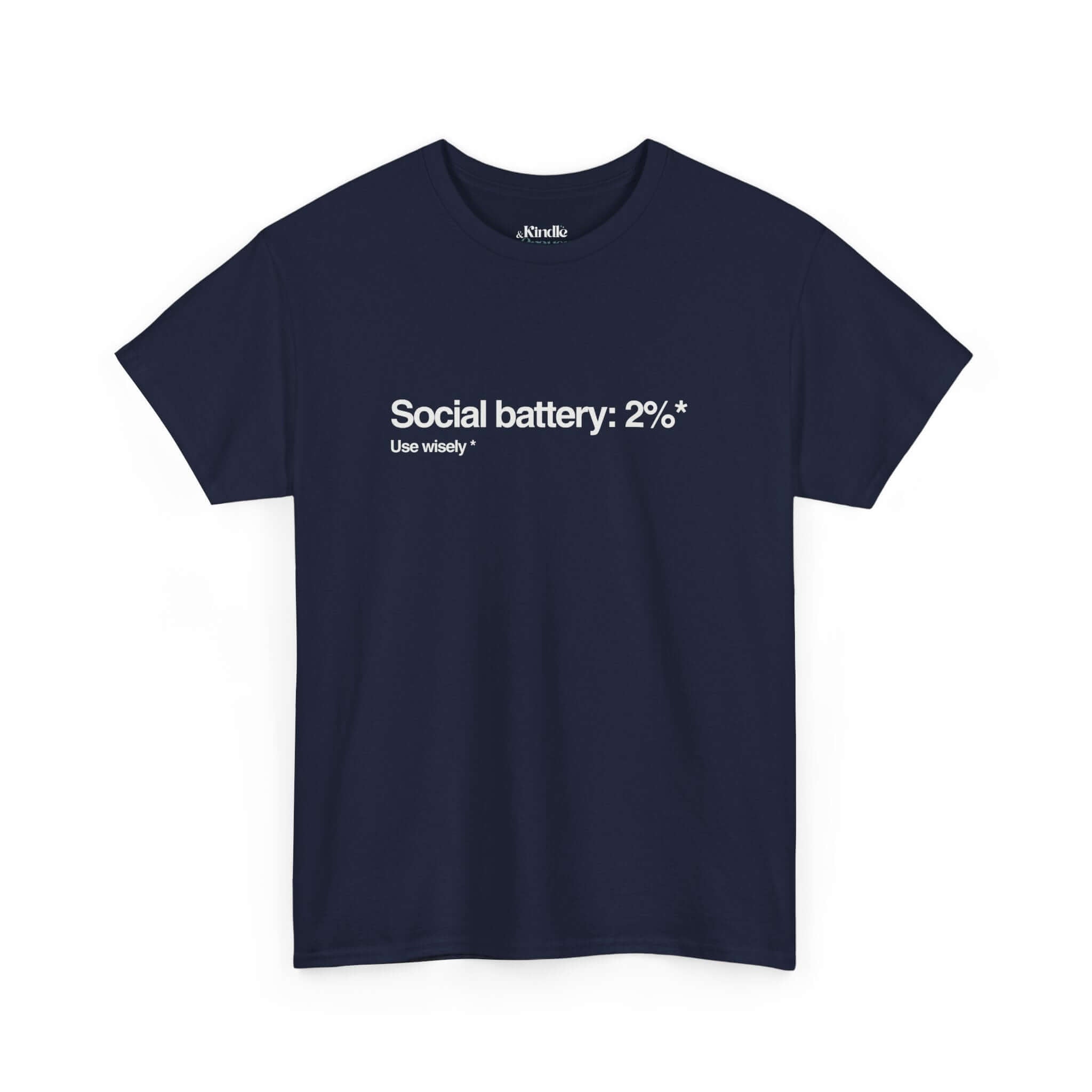 Social Battery Tee - Unisex Heavy Cotton Shirt, Funny Graphic Tee for Introverts